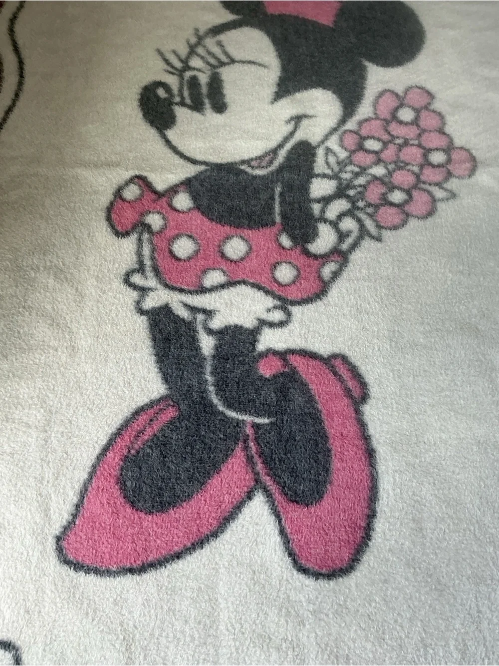 Vintage Biederlack Blanket Disney Minnie Mouse Pink Fleece Throw Reversible Lrg